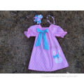 2015 new baby girls pink quatrefoil bunny Easter dress with necklace and headband set